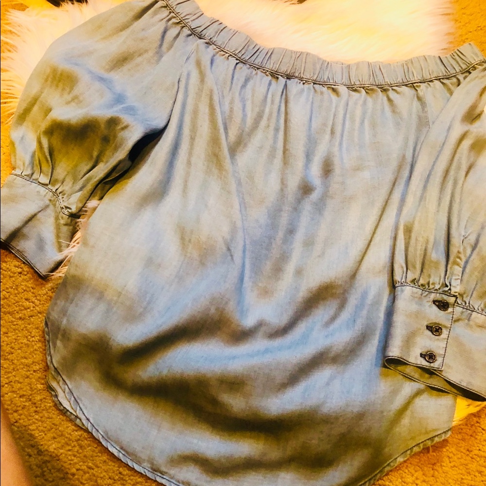 Off the shoulder Chambray Blouse